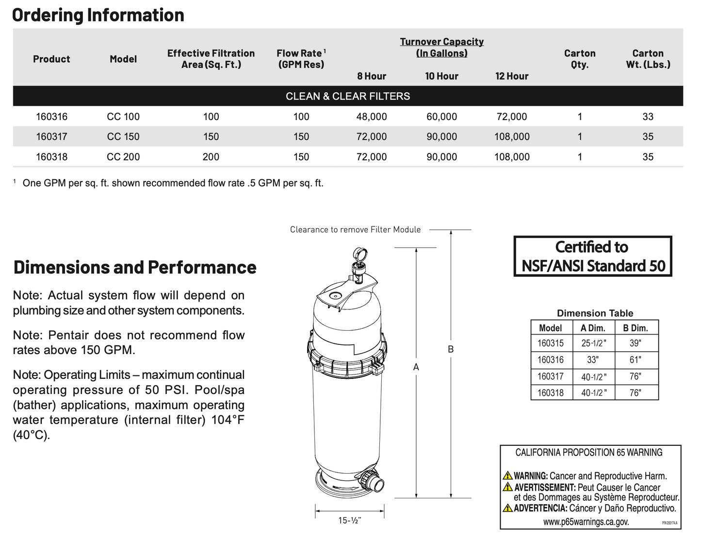 Pentair Clean & Clear® Filters