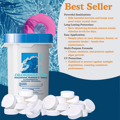 50LB CHLORINE TABS – 3-INCH (CLEARON)